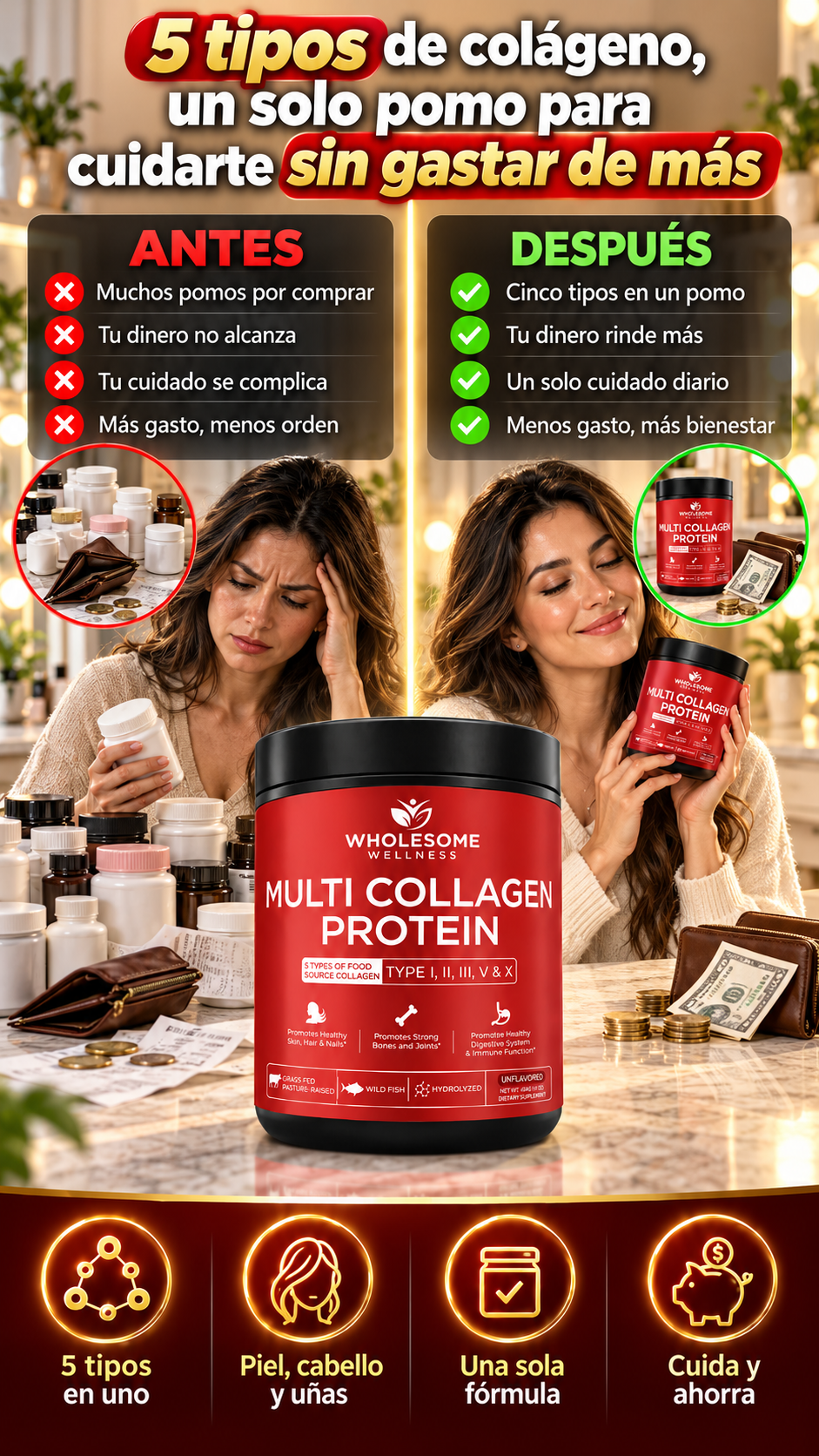Multi Collagen Protein — Cinco tipos de colágeno de alta calidad para tu cuidado sin gastar demás en tu rutina